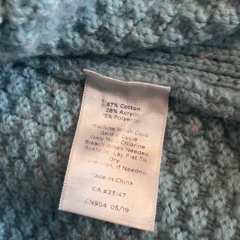Talbots Aqua Marine Blue Cotton Blend Medium Tunic Sweater Mock Neck - Picture 7 of 9